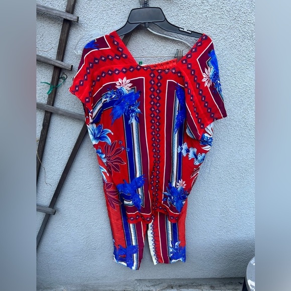 Farm Rio Macaw Scarf Blouse + Macaw Scarf Straight-Leg Pants - Picture 13 of 13